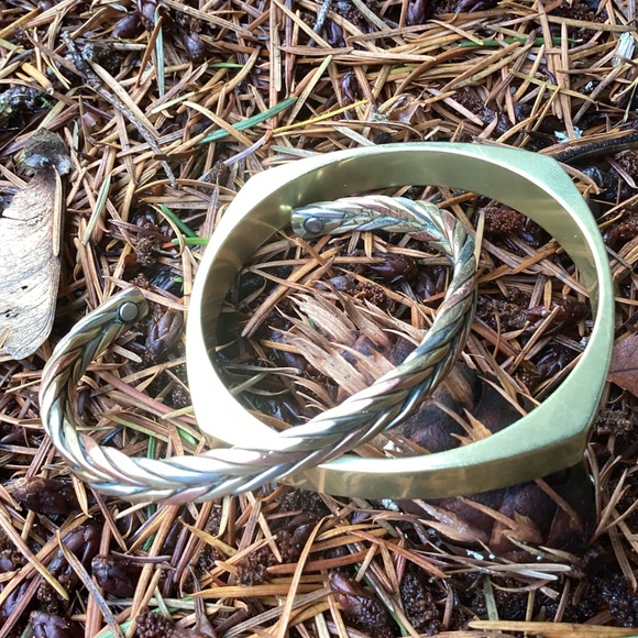 Sergio Lub Beautiful Set Of Brass Copper and Silver Bangle Cuff Bracelets - Picture 6 of 9